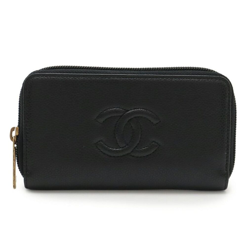 Chanel Caviar Leather Zip Wallet Black